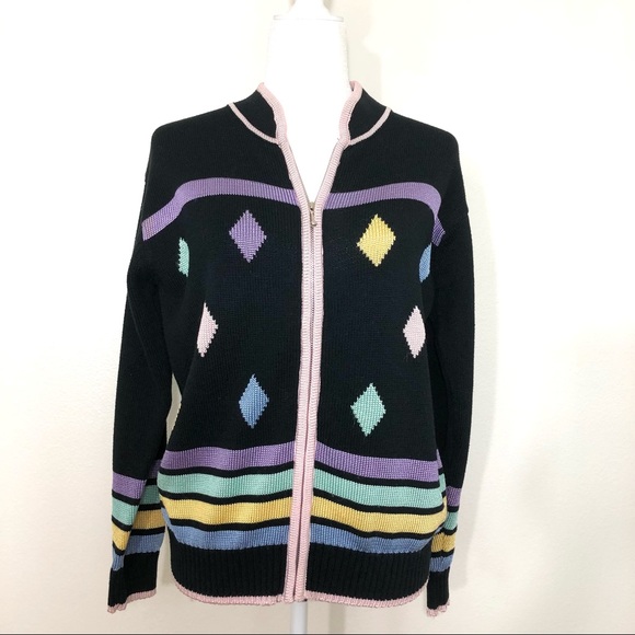 Vintage Fia Italia Hand Loomed Zip Up  Cardigan Sweater - Picture 1 of 7